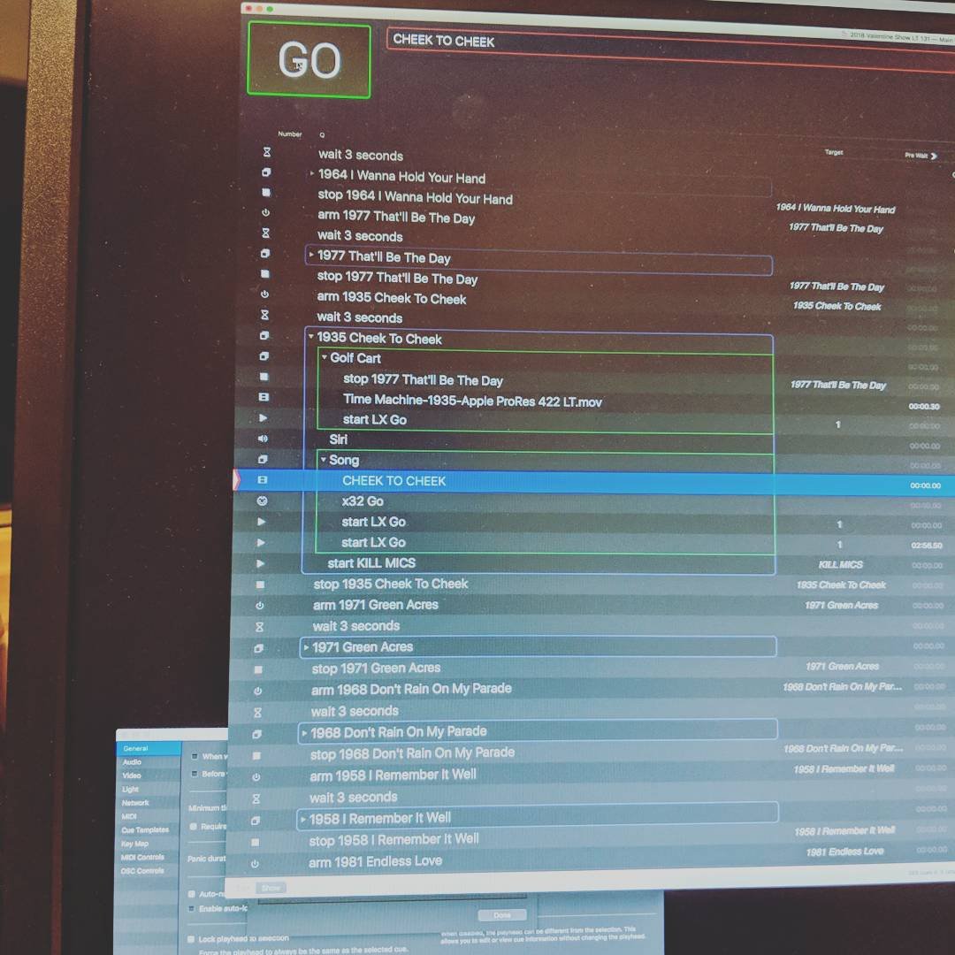 Qlab cue controller and trigger, Elysian theater production